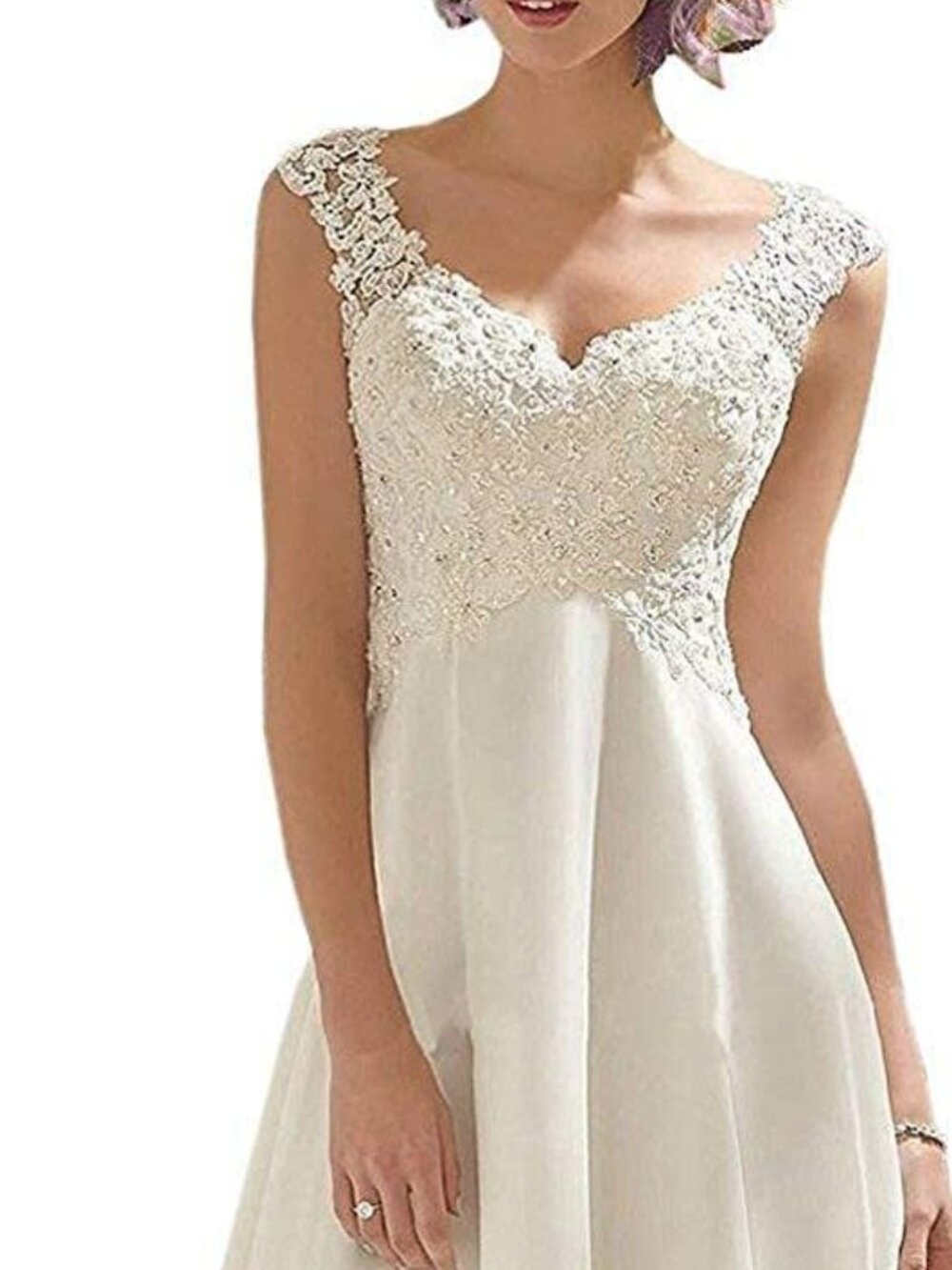 Wedding Dress Lace Double V-Neck Sleeveless N3436